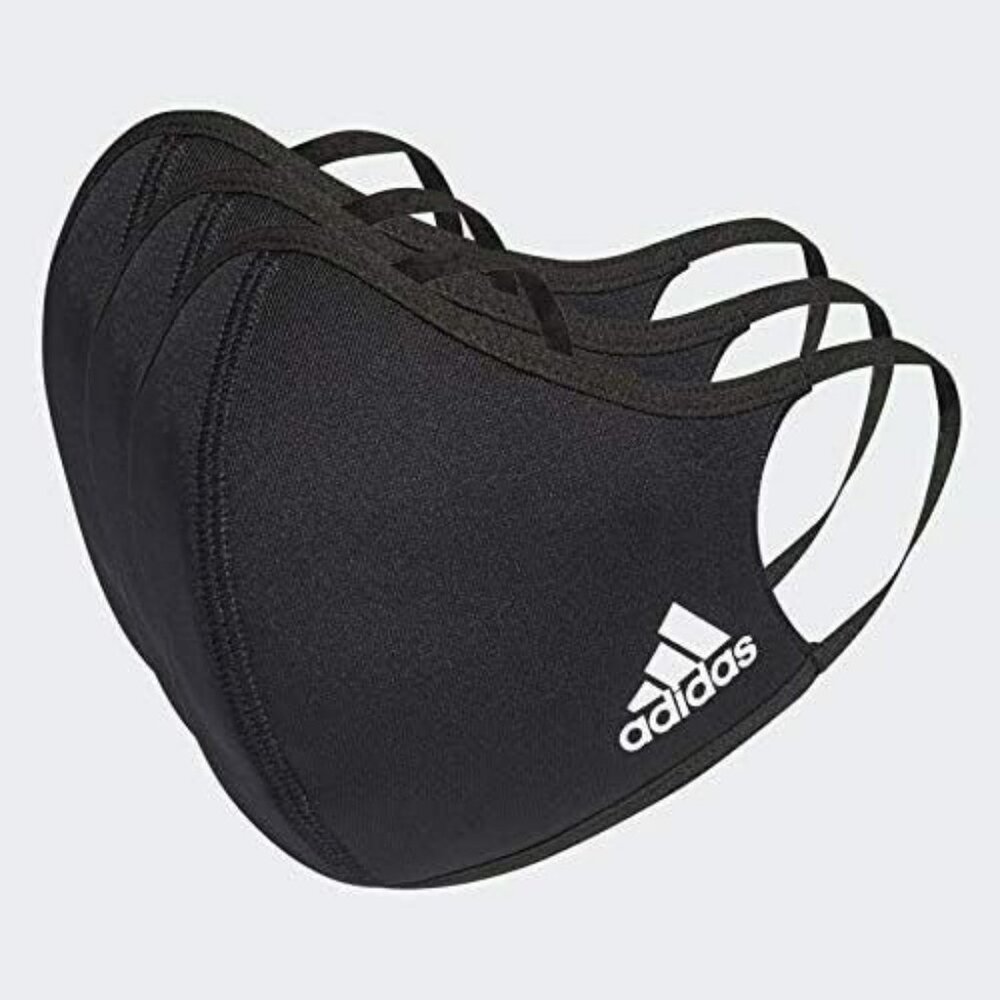 Adidas Masks Face Covers 3 Pack Black White Trefoil 3 Stripe Logo New Package S